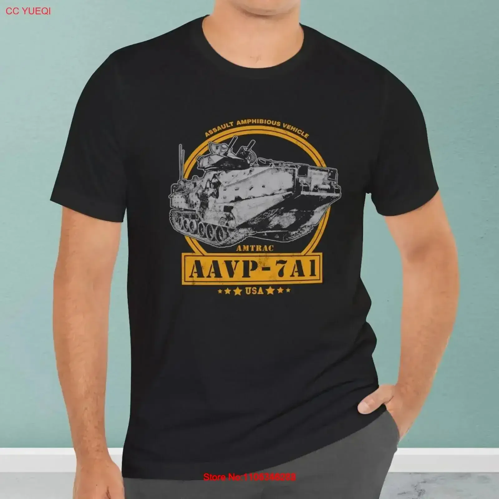 AAVP 7A1 Assault Amphibious Vehicle T-Shirt, Vintage-Waschung, grafische Aufdrucke, dehnbar, weich, bequem, modisches Oberteil für den Alltag