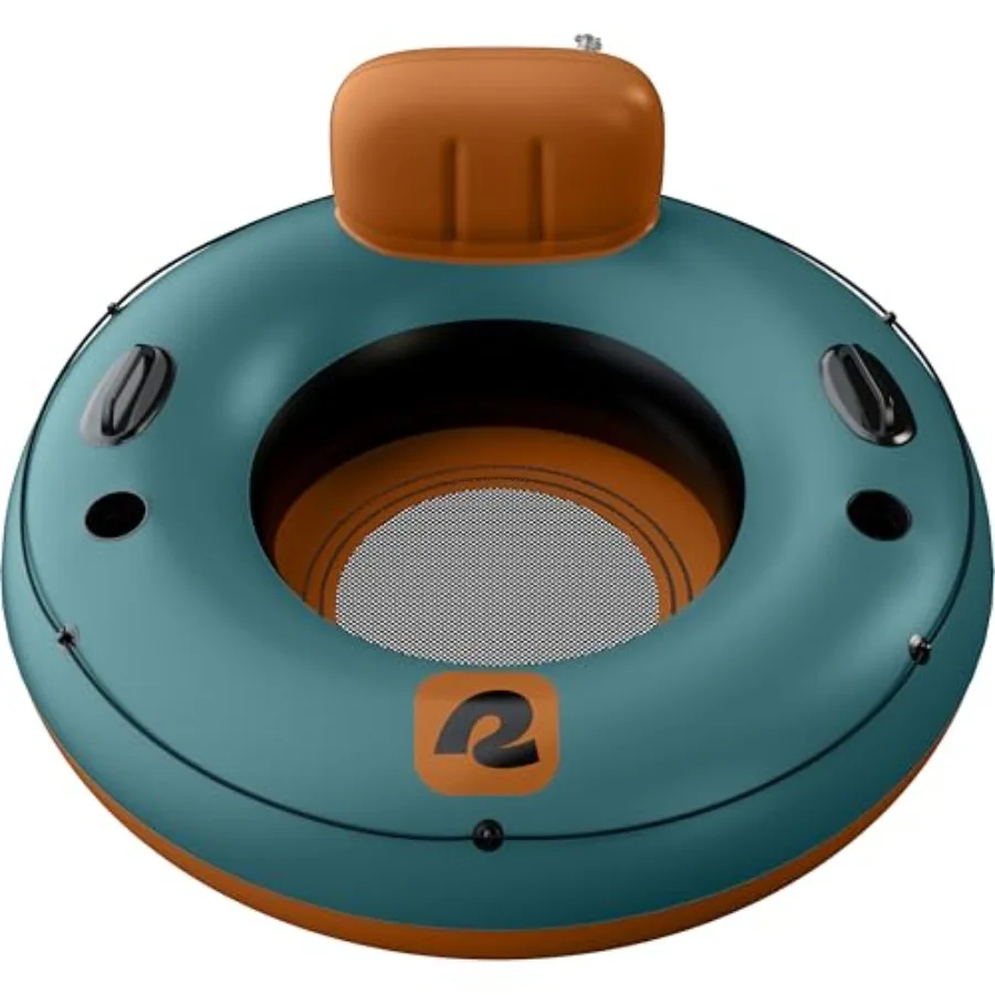 Siesta Float Inflatable River Tube Heavy-Duty Water Float w/Backrest and Cup Holders 300 lbs Repair Kit Pool, Lake and River