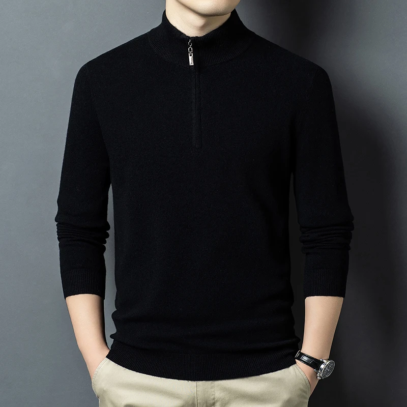 حقيقي 100% الأغنام الصوف البلوز الخريف الشتاء الكلاسيكية الدافئة سستة سترة طويلة الأكمام متماسكة الملابس البلوز الصوف القمم