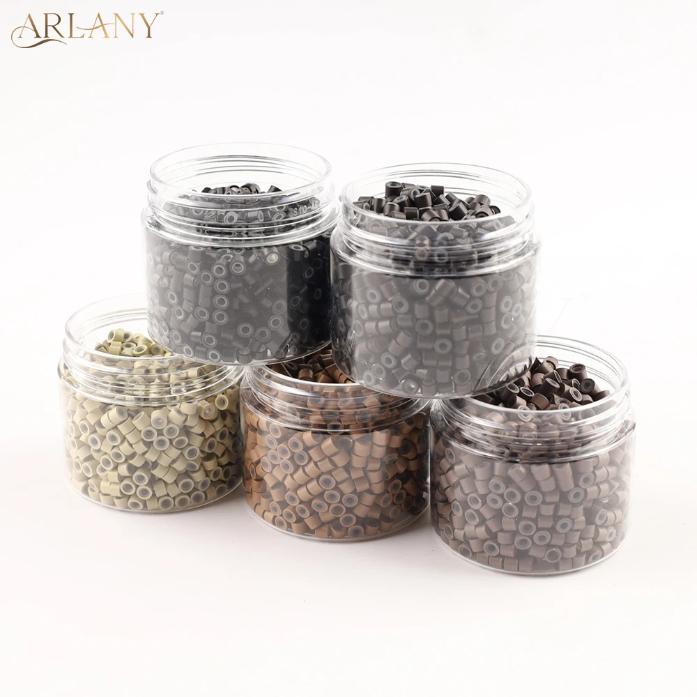 

ARLANY 1000Pcs 4mm Micro Rings for Sewing In Extensions Aluminum Hair Extension Beads with Silicone Lining Feather Extensions
