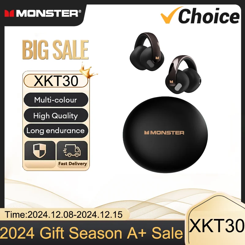 

Choice Monster XKT30 OWS Wireless Bluetooth 5.4 Headset Ear Clip Dual Mode Earphones Bass Enhancement Surround Sound Headphones