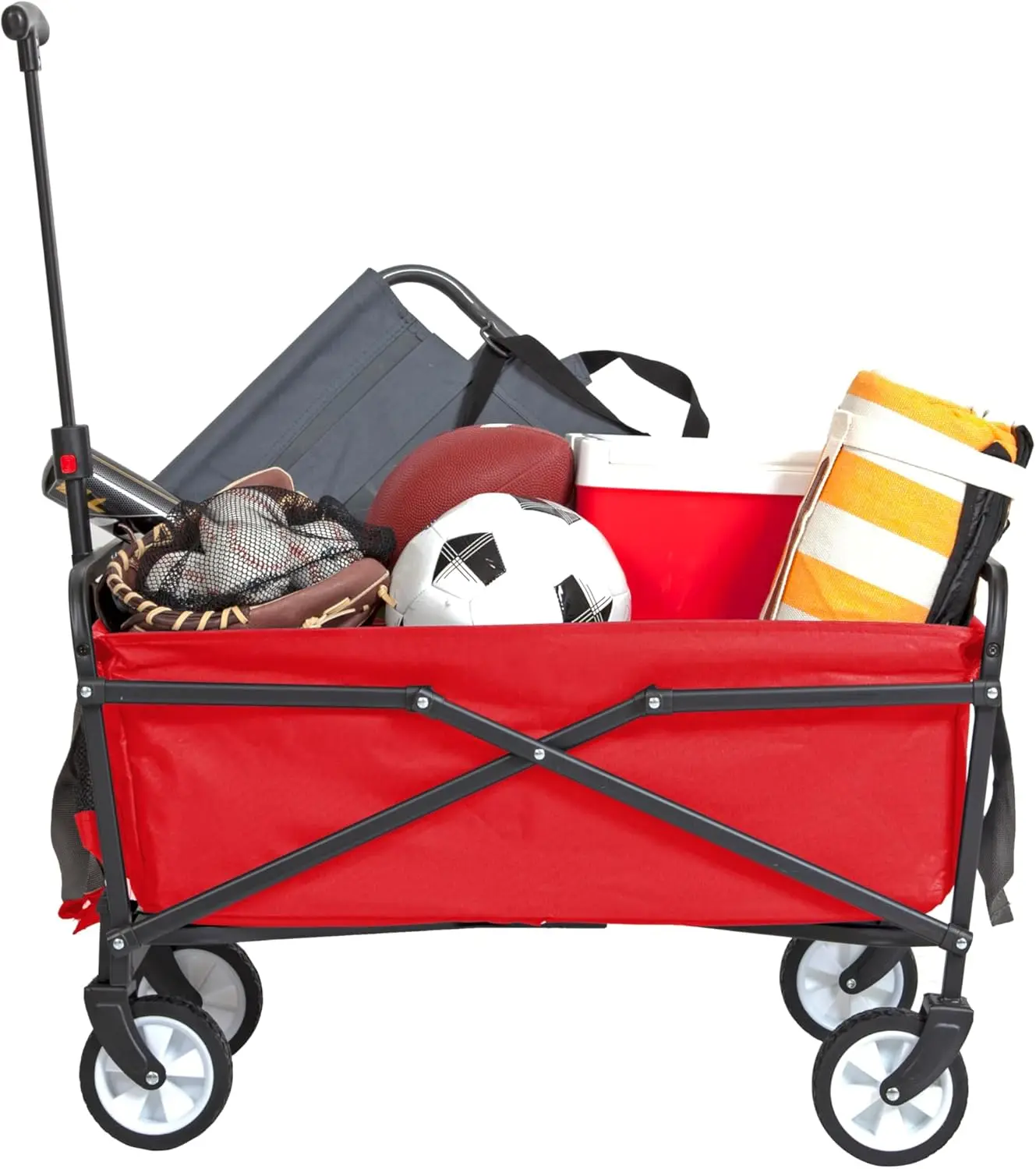 

Lightweight Collapsible Folding Outdoor Utility Wagon Weight Capacity 150 LBS Red
