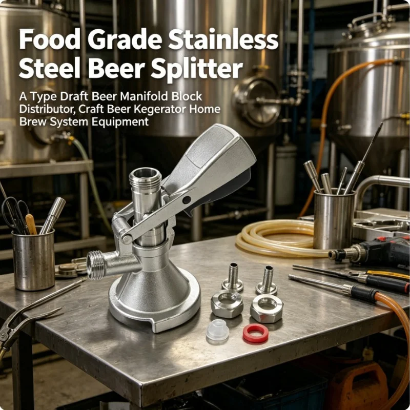 Food Grade Stainless Steel Beer Splitter, A Type Draft Beer Manifold Block Distributor, Craft Beer Kegerator Home Brew System