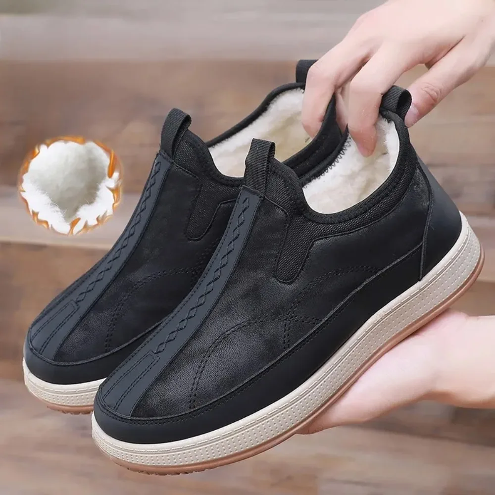 

2025 Winter New Men's One-piece Thickened Cotton Shoes with Fleece and Anti-slip Comfortable and Warm Free Shipping Men's Shoes