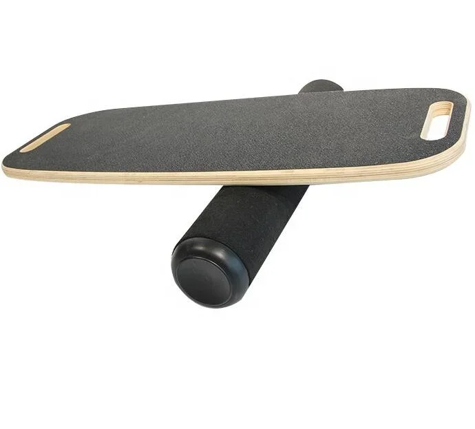 Wobble balance board with roller and cushion