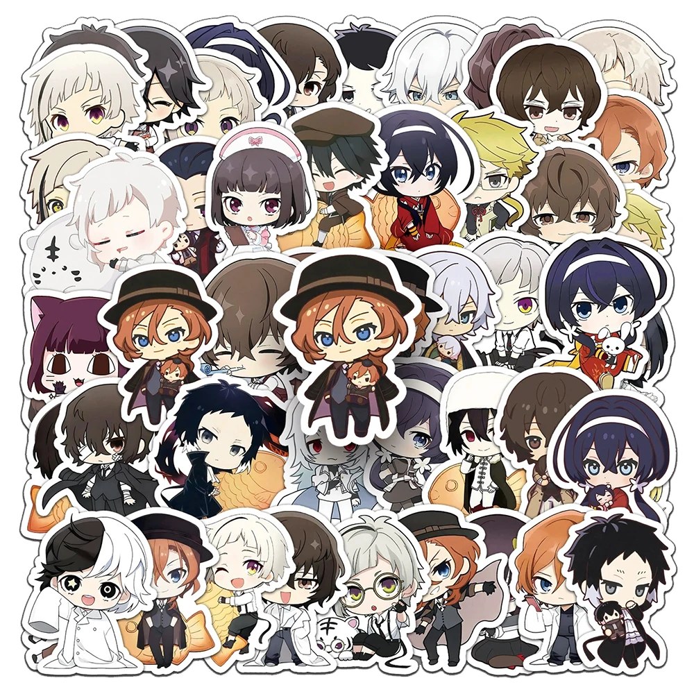 10/30/50pcs Cool Bungo Stray Dogs Anime Stickers Waterproof Graffiti Phone Case Luggage Q Version Manga Decals Toys Gifts