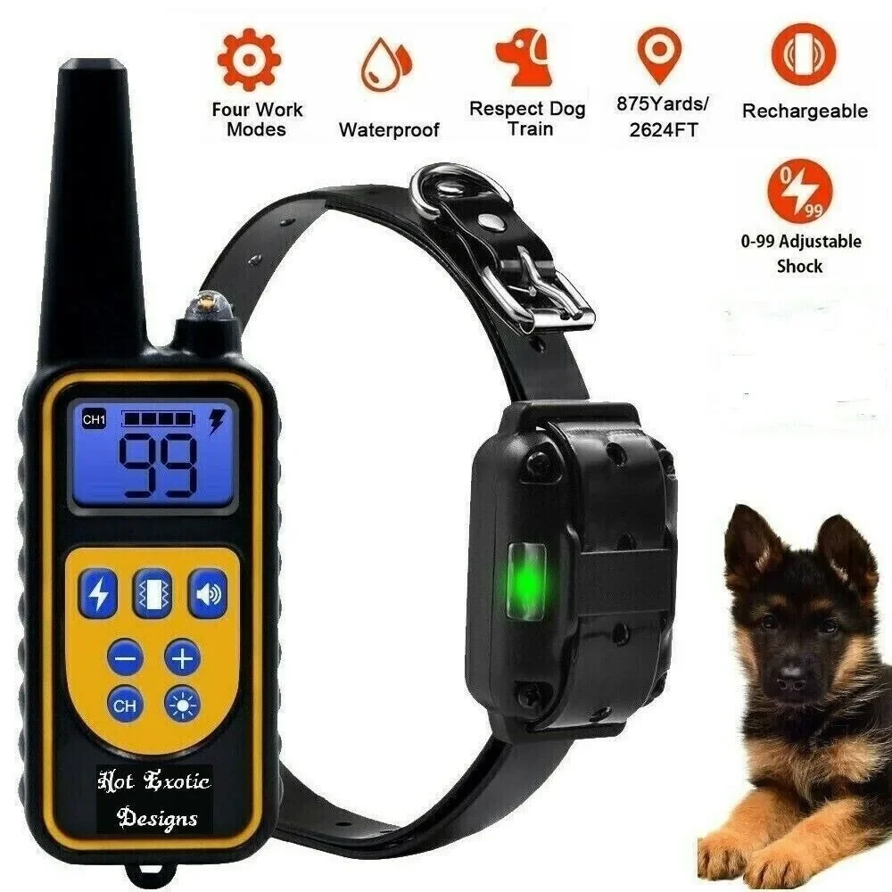 

Dog Shock Training Collar Rechargeable Remote Control Waterproof IP67 875 Yards Dog impact training collar