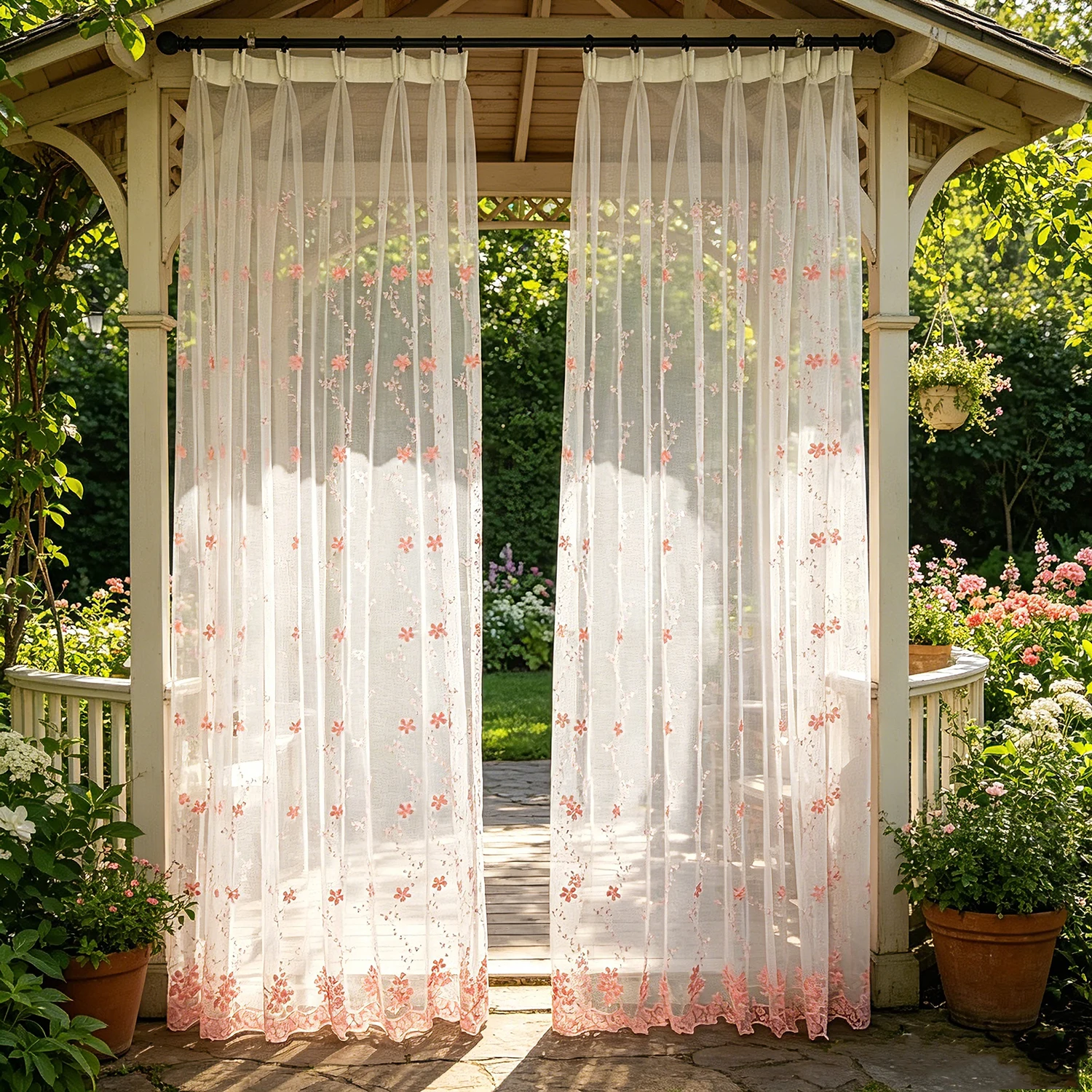 Embroidery Flowers Lace Curtains For Living Room Bedroom Sheer Kitchen Drape Window Treatment Screen Pink White Blinds wp058&C