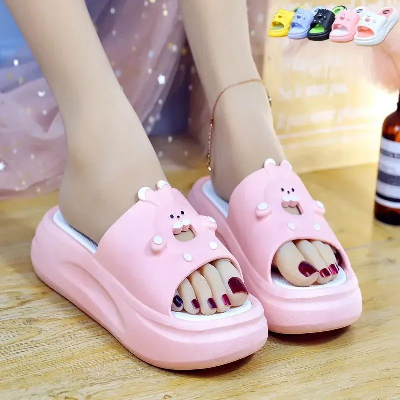 New Fashion Slippers Women Thick Platform Sandals Soft Sole Non-Slip Home Floor Slides Woman Summer Flip Flops Beach Shoes