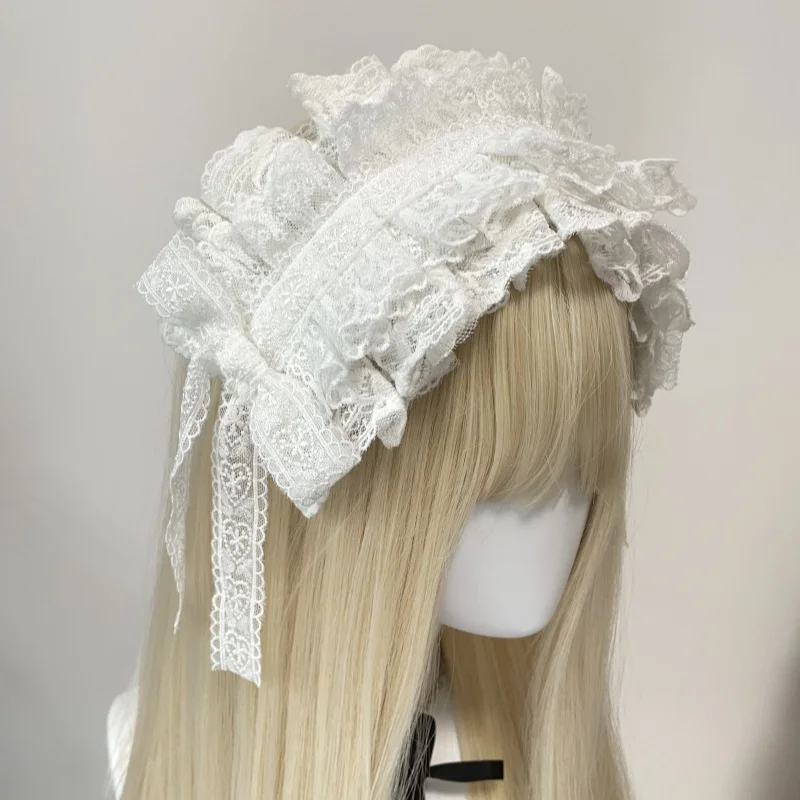 الأصلي اليدوية تنوعا الدانتيل الحجاب عقال Y2K المائية ثقافة فرعية إكسسوارات الشعر لوليتا حفلة الحلو القوس القوطية خوذة