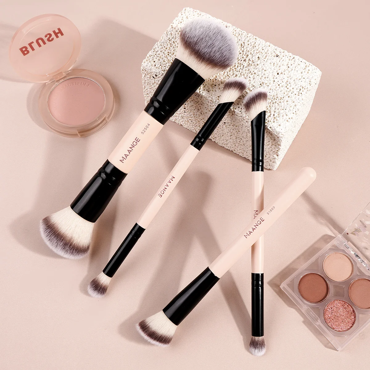 Maange fundação esconder sombra escova conjunto 4 pçs ângulo duplo-ended kabuki escovas para creme líquido polimento mistura rosto