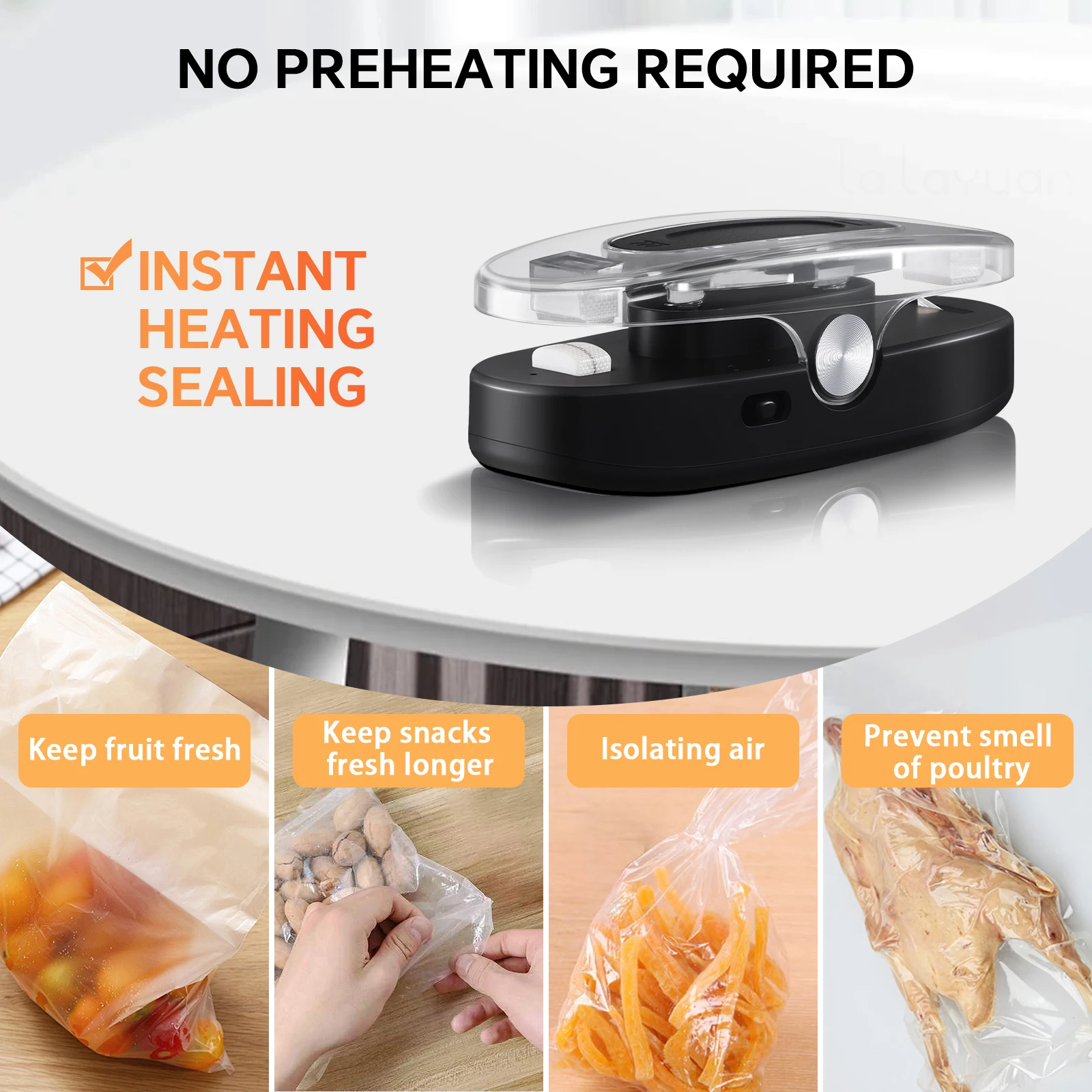 

Миниатюрный портативный перезаряжаемый пластиковый упаковщик для пищевых пакетов с резаком и магнитом для дома, кухни, офиса, общежития, путешествий, кемпинга и активного отдыха