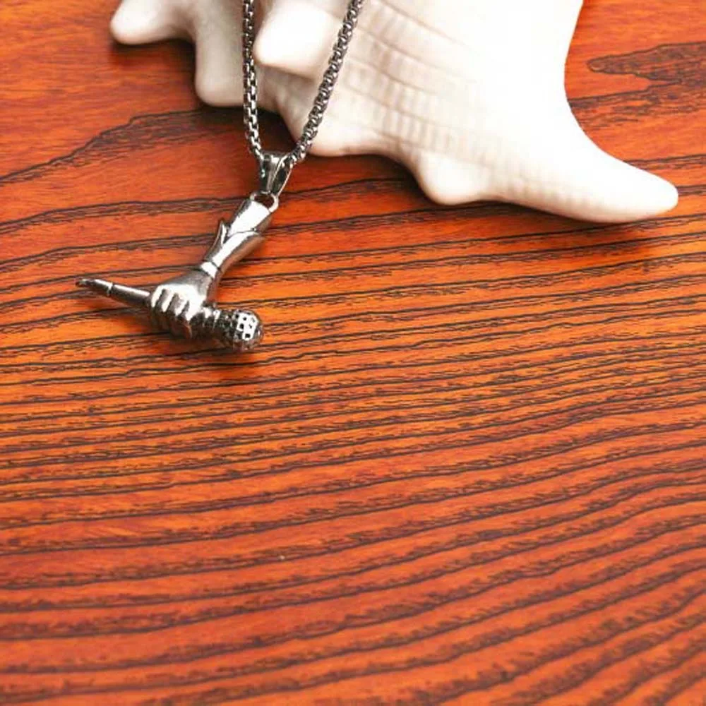 Hand Held Microphone Shape Korean Idol Necklaces Clothing Accessories Steel Casting Charm Men Clavicle Chains Stainless Steel