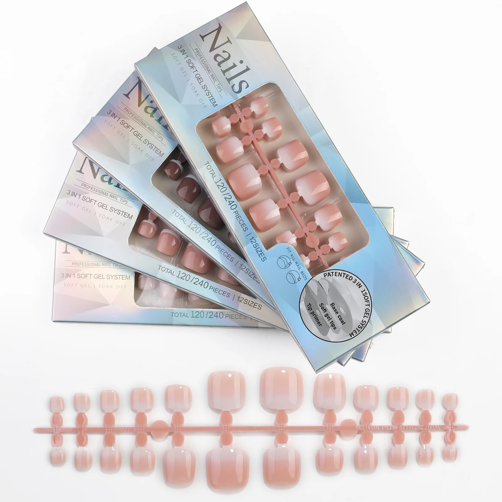 120 قطعة/محاصر الفرنسية تو أظافر صناعية اضغط على الأظافر الاكريليك للإزالة رقيقة جدا Traceless وهمية مسمار بقع قابلة لإعادة الاستخدام أظافر صناعية