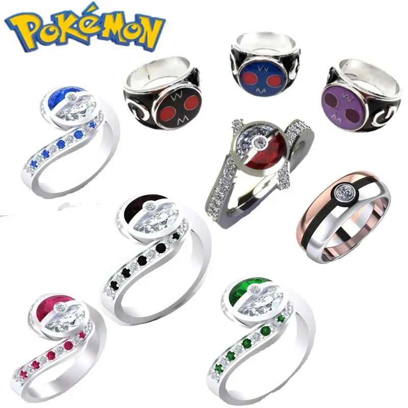 pokemon Poke Ball Ring Two-color Japanese Anime Peripheral Kawaii Birthday Gift Cosplay Prop Jewelry Quagsire Grafaiai