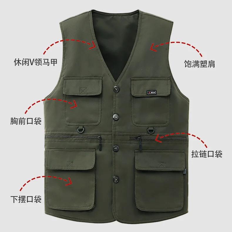 Fishing Vest Unloading Tactical Outdoor Vests Man Photographer Waistcoat Mesh Work Sleeveless Jacket Multi-pocket Vest Coats