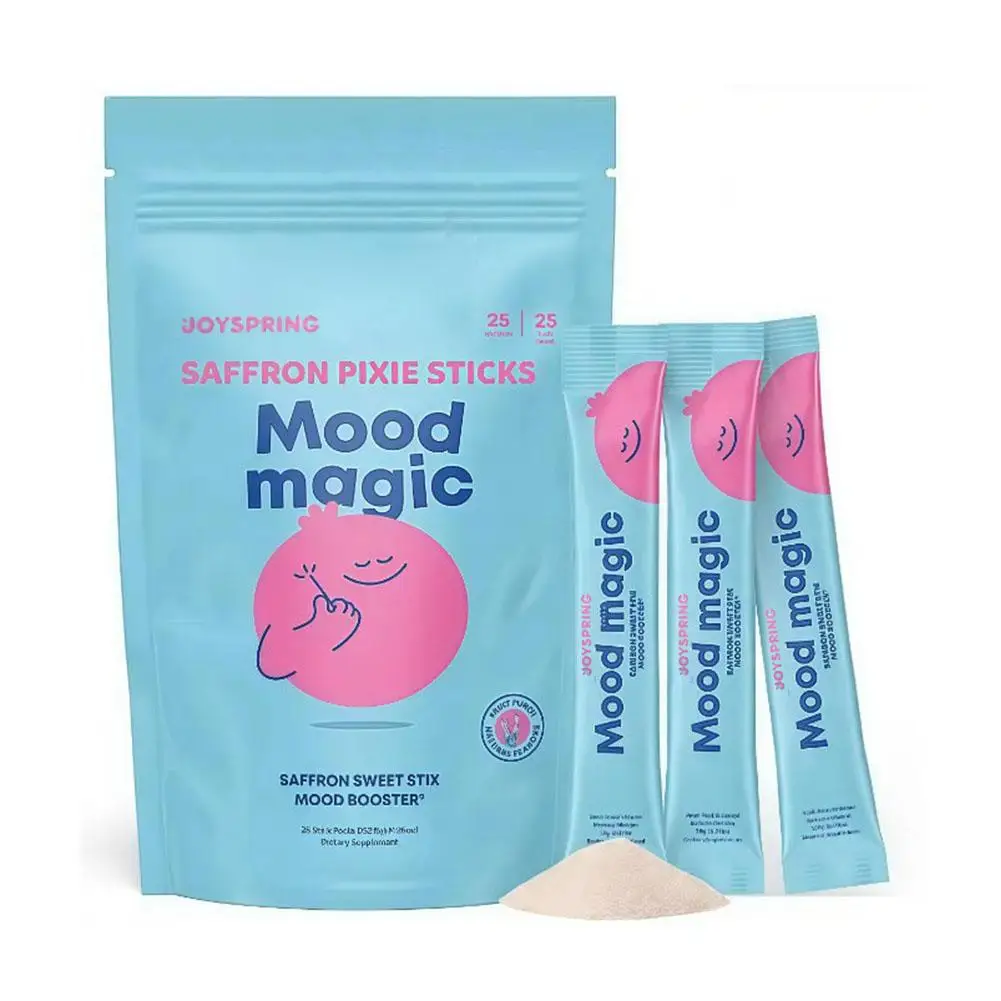 25 قطعة/صندوق النساء الزعفران الملحق مسحوق حزمة المزاج شريط الطاقة يحسن المزاج بشكل فعال يخفف التوتر ويعزز المزاج