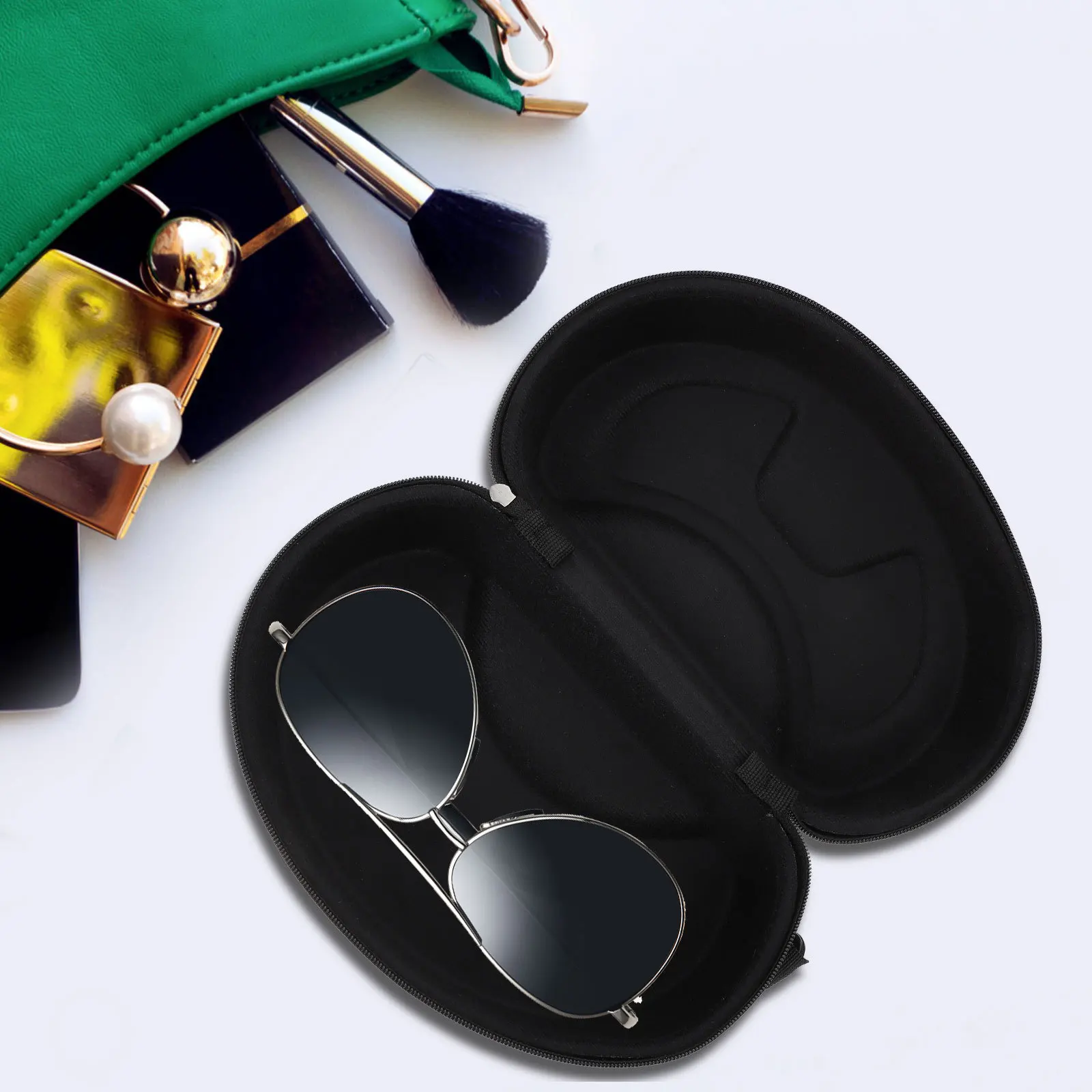 دراجة نارية نظارات الزجاج الأمامي حالة المحمولة صندوق تخزين النظارات دائم إيفا السلس سستة للنظارات الشمسية نظارات حامل #4