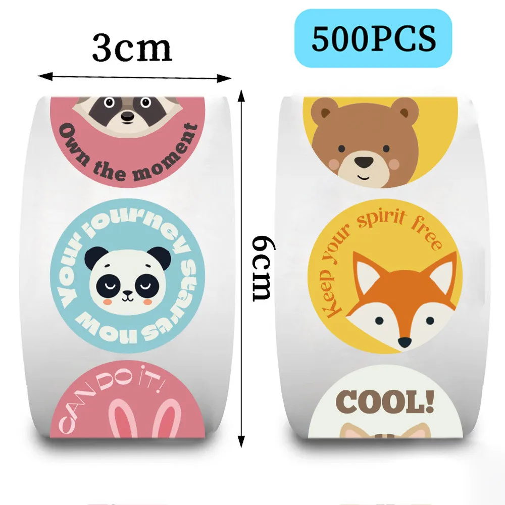 500 Pcs/Roll Motivational Animal Cartoon Stickers - Kids DIY Journal & Device Decor for Gifting Anime Worlds Store