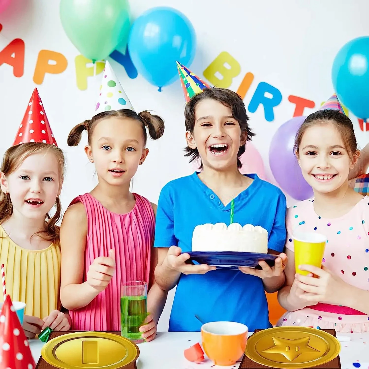 20 stücke Mali Gold Münze Party Geschirr Set Dekoration Lieferungen Einweg Pappteller Gewebe Geburtstag Festival Geschirr Set – Detail 1