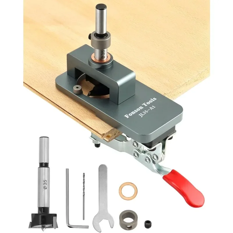 5mm Concealed Hinge Jig Tool Set, Aluminum Alloy Adjustable Locking Hinge Jig Drilling Hole Puncher, Hole Positioning Locator