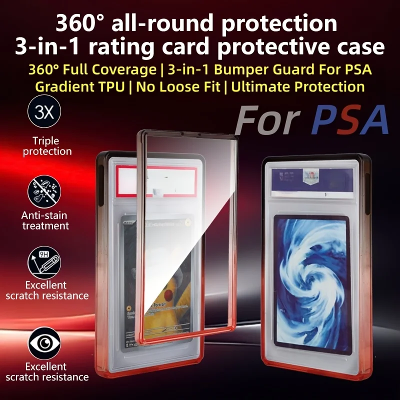 TPU 360° Full Coverage Slab Bumper Guard Case Holder Protective Skin Display Sleeves Anti-UV for PSA 35PT Graded Trading Card
