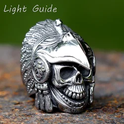 2023 new Ancient Indian Aztec Eagle Warrior Ring Heavy Mens Stainless Steel Biker Skull Rings Punk Jewelry for Gift