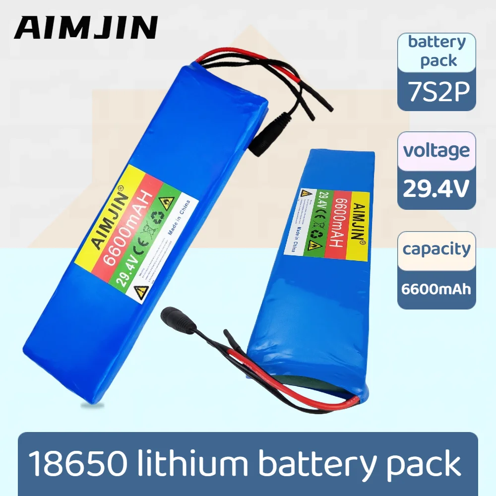 7s2p 29.4V 6600mAh rechargeable battery 18650 lithium-ion battery pack can be used for bicycles, scooters, lithium-ion battery
