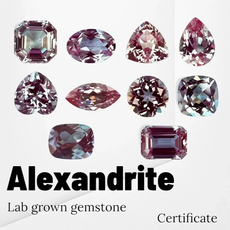 

Alexandrite Lab Grown Change Color Stone Charms Gemstone for DIY Ring Necklace Earrings Main Materials Selectable Certificate