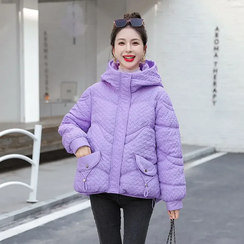 

2024 Winter Women's Down Cotton Jacket Loose Hooded Commuter Short Jacket