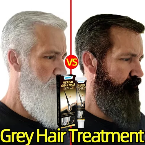 Crema de suero para tratamiento del cabello antigrises a base de hierbas, reparación permanente de blanco a negro, Color Natural, nutre el cuero cabelludo, productos para el cuidado del cabello