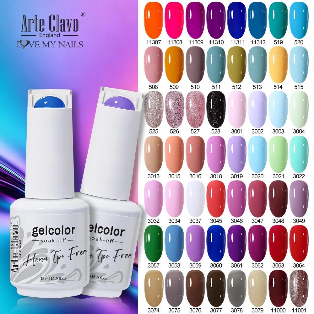 Arte Clavo 15ml Gel Nail Polishes Colors UV&LED Gel Polish Soak Off Purple Gellak Blue UV Gel Varnish Nails Art Design Manicure