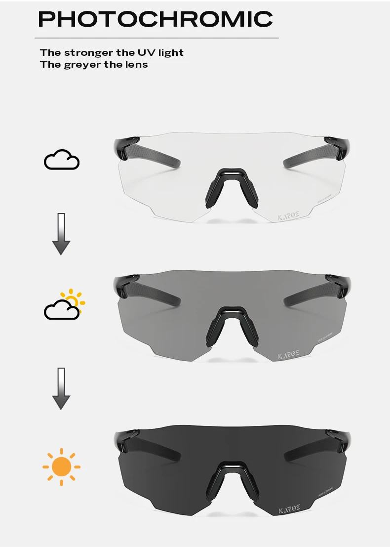 KAROS Photochrome Fahrradbrille MTB Rennrad Brillen Männer Frauen Outdoor-Sport Sonnenbrille Verstellbare Linse für Fahrrad K01 – Detail 4