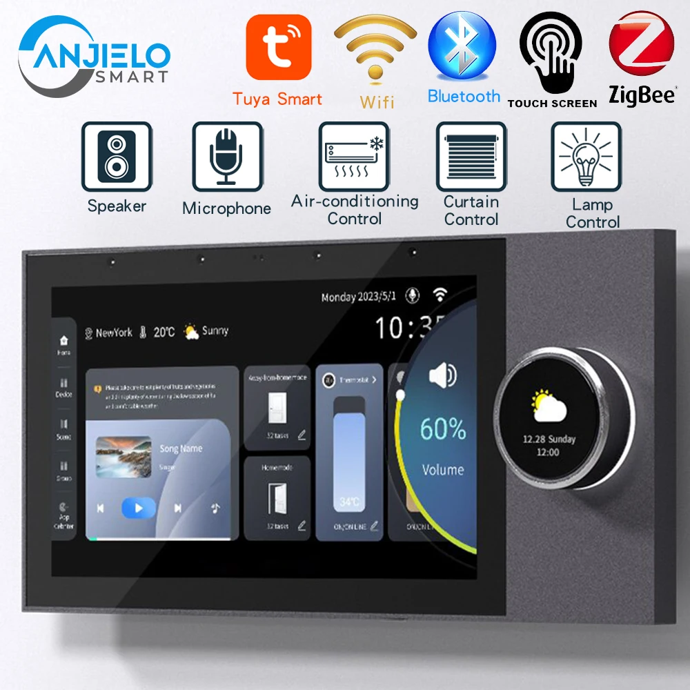 Tuya Smart Home pannello di controllo Zigbee Gateway schermo di automazione Bluetooth controllo da 7 pollici dispositivi intelligenti come la tenda