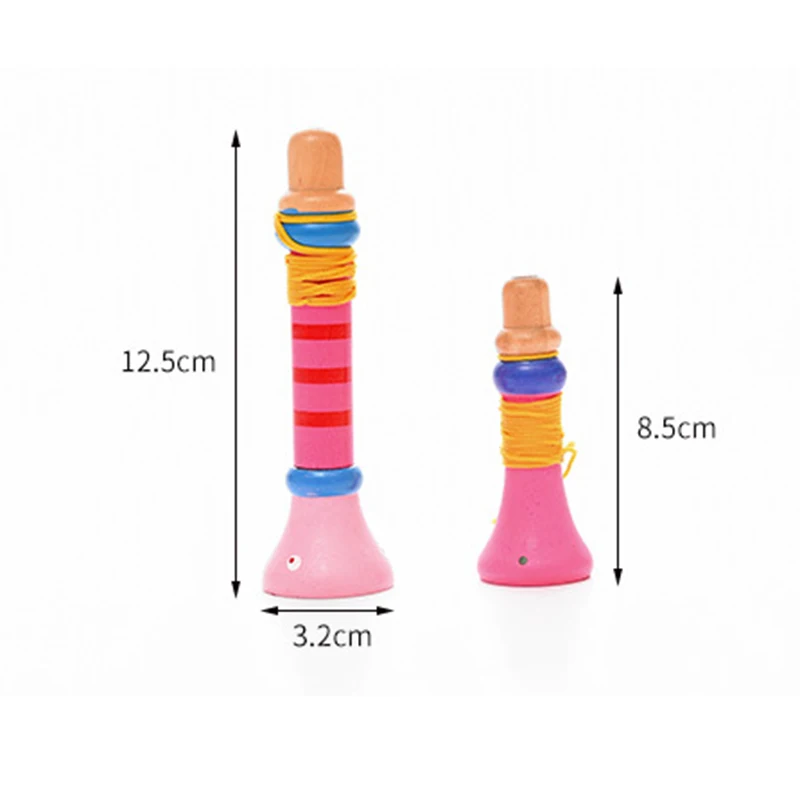 Fun Colourful Wooden Children's Trumpet Toy Wooden Whistle Musical Instrument Baby Puzzle Early Learning Toys Kids Birthday Gift