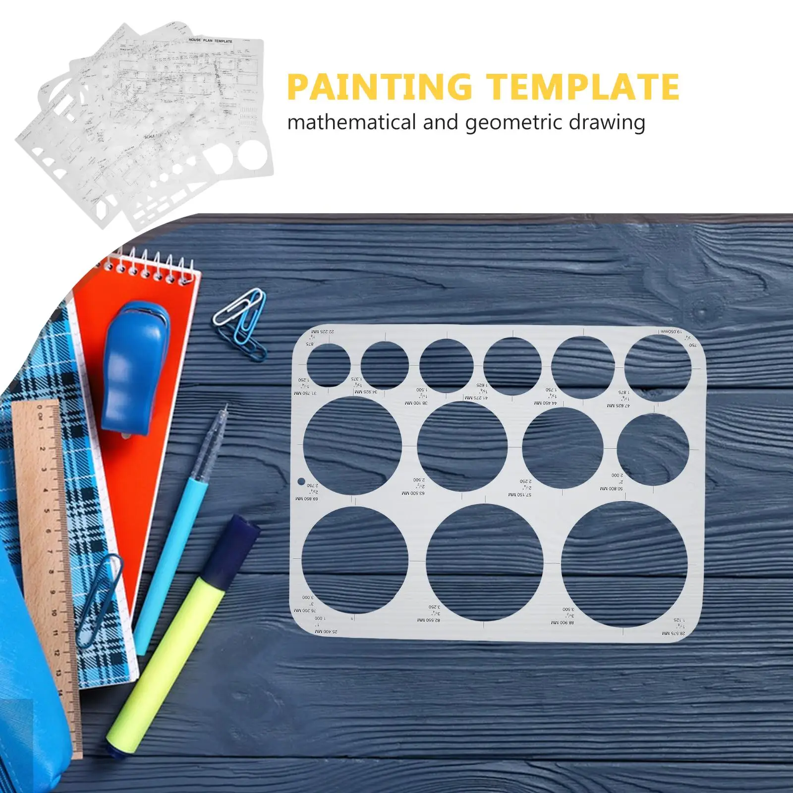 6 Pcs Painting Template Architecture Supplies Circle Drafting Tools Kit Drawing Stencil Furniture Ruler Scale Geometric