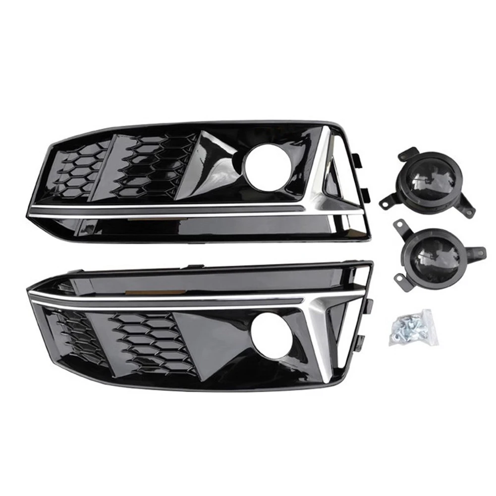 ABZC-المصد الأمامي شبكة مصابيح الضباب إطار مصباح الضباب لـ A4 S-Line S4 B9 2017-2018