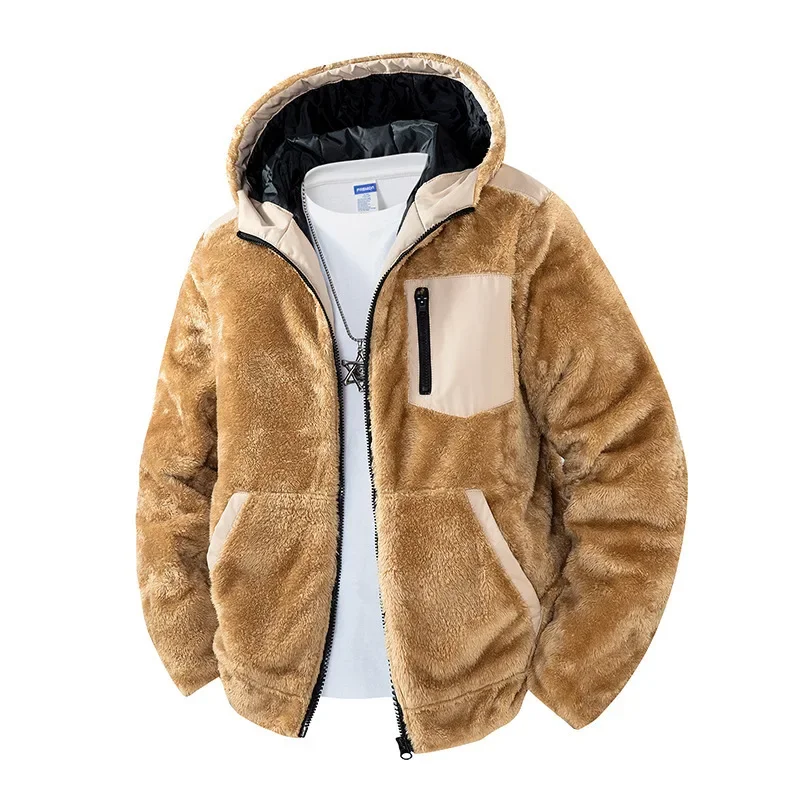 Casual Fleece Lined Hooded Jacket Autumn Winter New Style Pure Color Open Front Cardigan Outerwear Long Sleeve