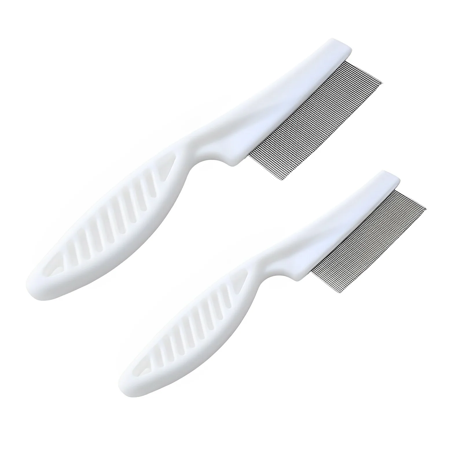 2pcs Stainless Steel Dense Teeth Inline Comb Portable Pet Grooming Cleaning Supplies Flea Comb Dog Cat Hair Removal Brush