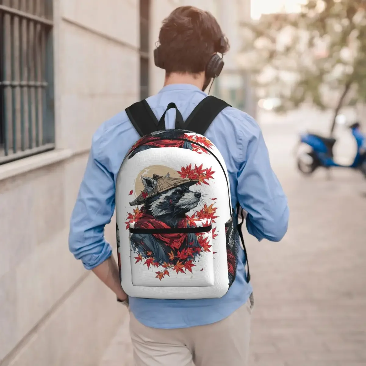 Red Raccoon And Autumn Maple Leaves Backpack Boys Girls BookBag Children School Bag Laptop Shoulder Bags for Men Women