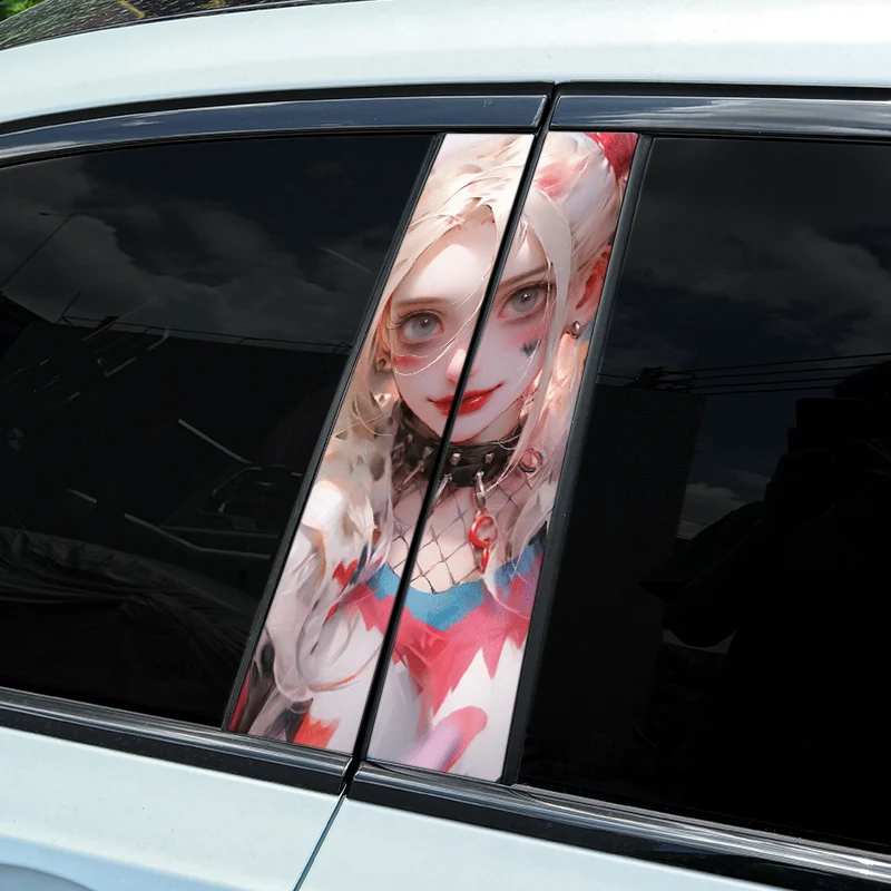 1/2pcs Joker Lady Car Stickers Auto B Pillar Waterproof Decoration Cover Scratches DIY Car Doors Pillar Sunscreen Vinyl Decals view 6