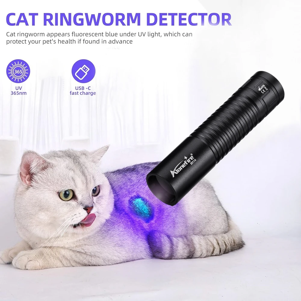 Linterna UV recargable USB 365nm – Detección mascotas y hygiene - imagen 2