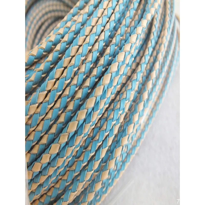 50m 3mm  HotSale Light Blue Braided Leather Cord For Jewelry Making  Jewelty Cord Findings