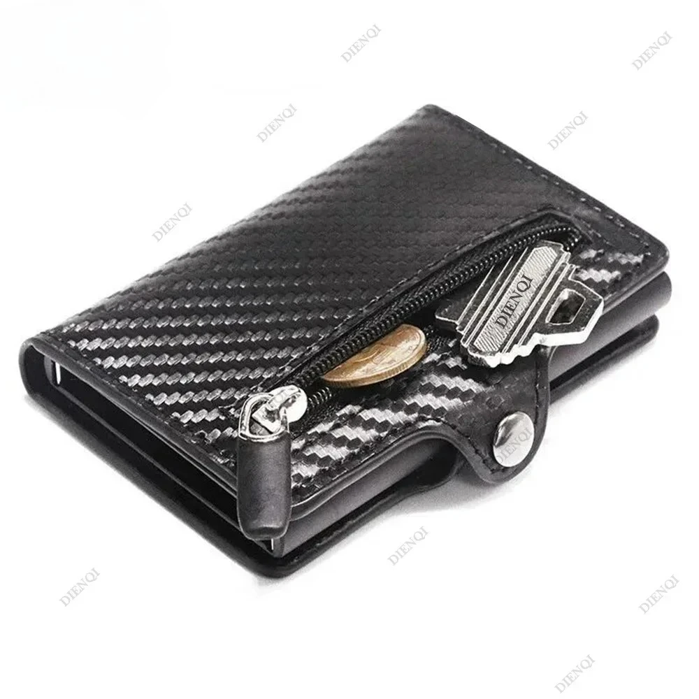 Blocking Credit Card Holders Money Clip Wallet Luxury Men Vallet Leather Metal Business Bank Cardholder Case Bifold Wallet