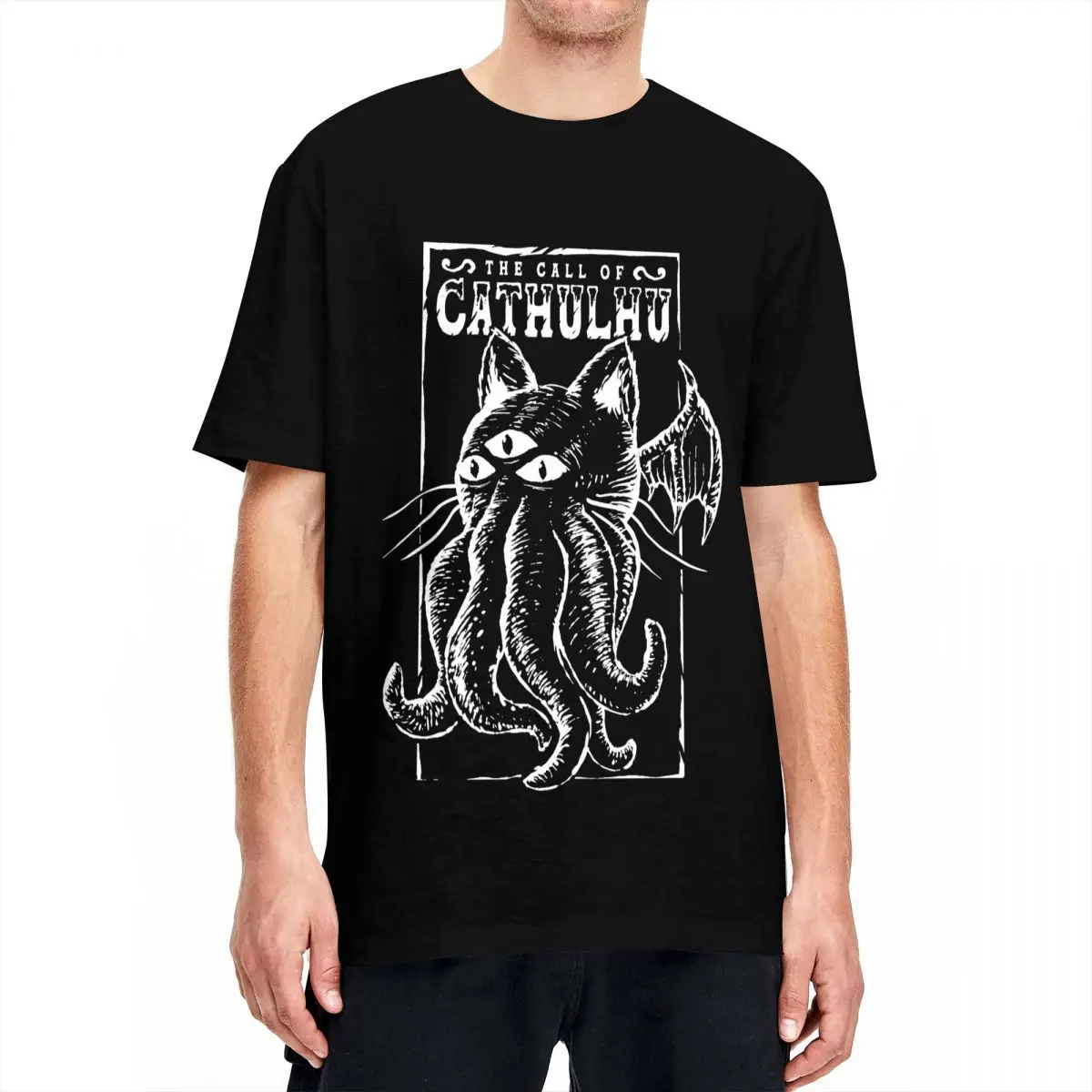 Couple T Shirt A Wild Cathulhu Anime The Cat Cthulhu T Shirts Hip Hop The Call of Cathulhu Summer Tees Pure Cotton Clothes Gift