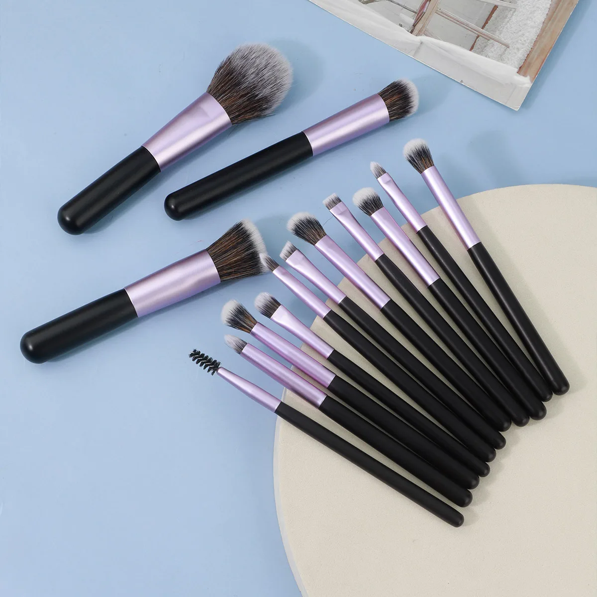 14pcs Travel-Friendly Makeup Brush Set with Soft Bristles - Foundation, Eyeshadow & Multi-Purpose Brushes for Professional