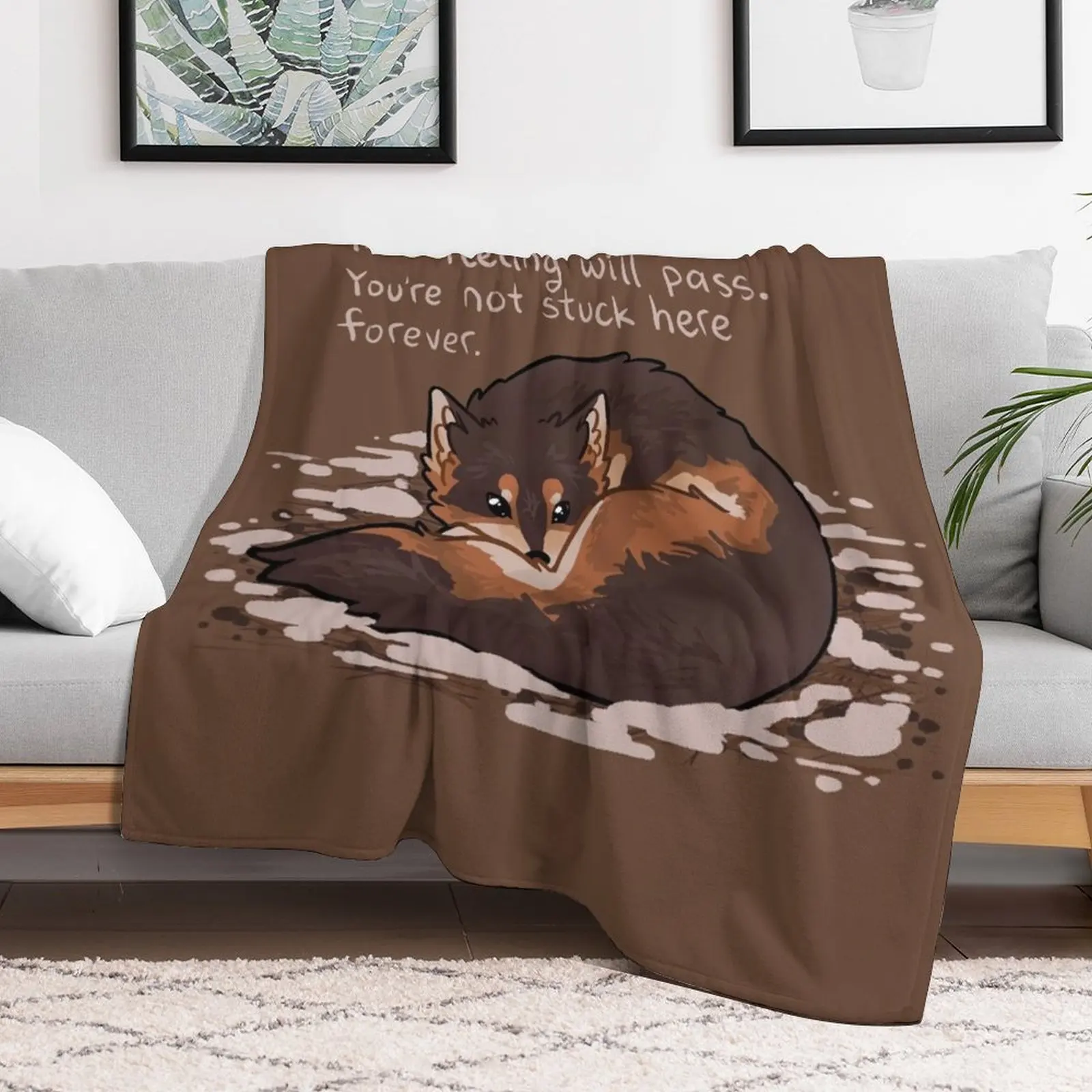 This Feeling Will Pass Snuggly Wolf Throw Blanket warm winter Bed valentine gift ideas Blankets