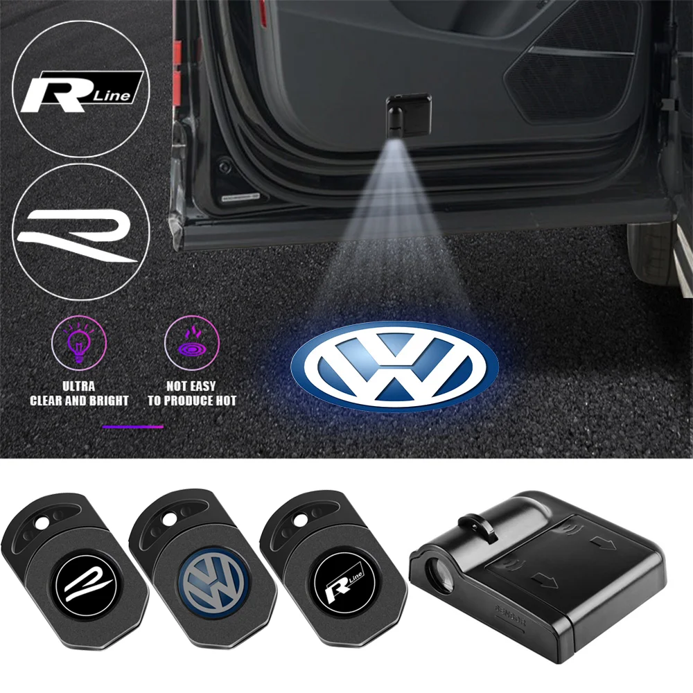 1/2PCS HD Car Door Welcome Light LED Wireless Projector Lamp For Volkswagen Vw Tiguan Jetta Mk6 Scirocco Polo 6R Touran Passat