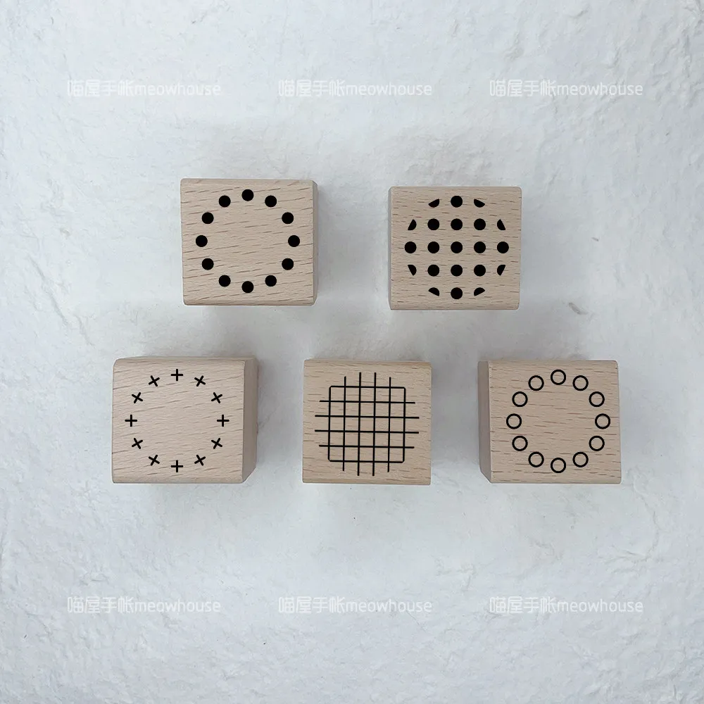 Einfache Mini-Holzstempel mit geometrischen Formen, Punkt- und Kreuzmuster für Hobo-Journal, Scrapbooking, Dekoration, DIY-Bastelarbeiten und Schreibwaren – Detail 4