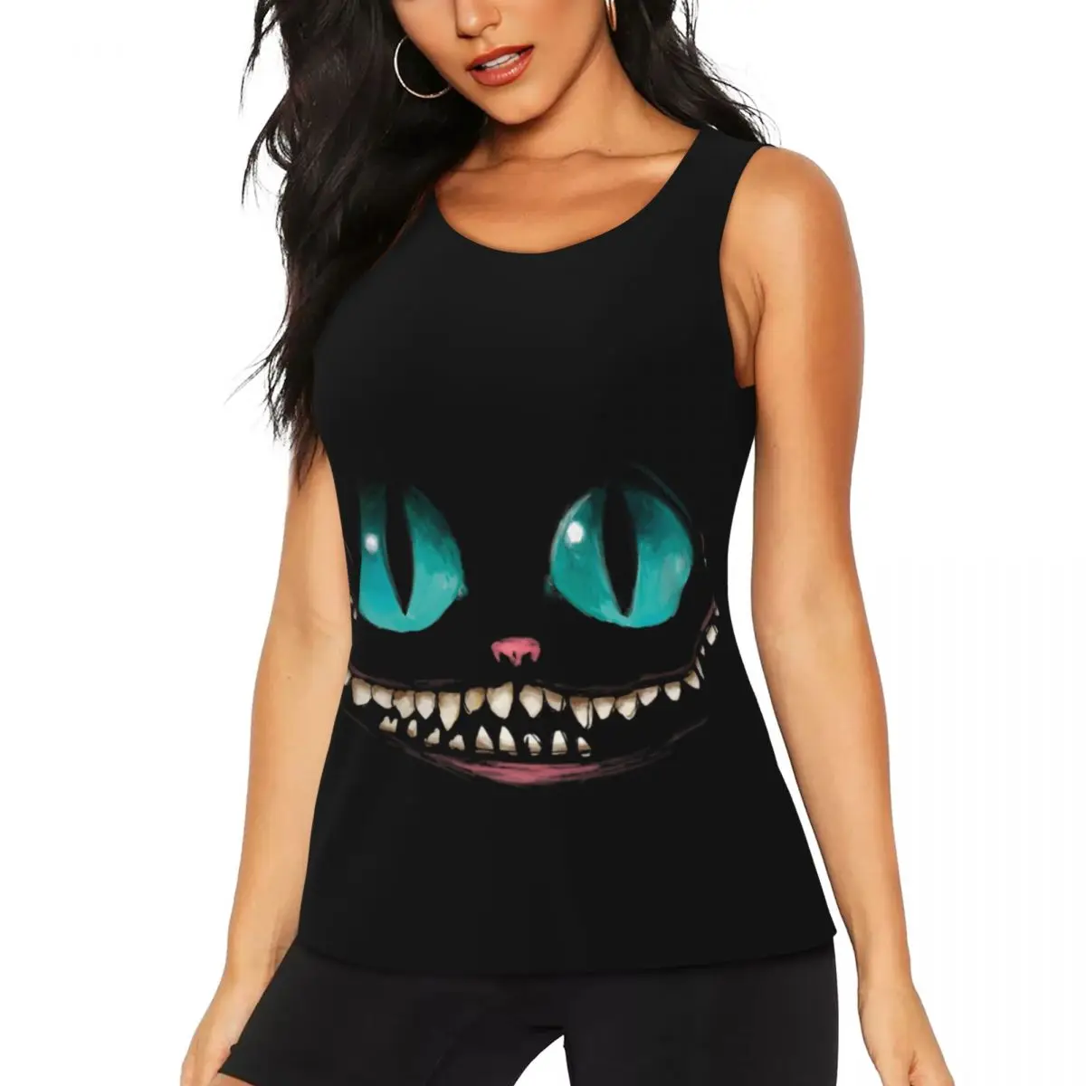 

Custom Mad CAT Yoga Shirt Women Cheshire Gym Workout Running Tank Tops